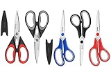 iBayam 2-Pack Kitchen Scissors black red, black grey & 8" Multipurpose Scissors Bulk 3-Pack, Black,