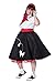 Hip Hop 50's Shop 1950s Adult 4 Piece Poodle Skirt Costume Outfit for Women with Accessories (glasses, socks, scarf) (XLarge/XXLarge, Black w/Red)