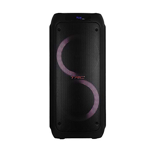 TRC 5590 - Caixa de Som Amplificada Portátil com Bluetooth; Controle Remoto; Entrada USB; Iluminação em LED; Disco Ligthing; Microfone com Fio e TWS; – 1000W RMS; Black glide
