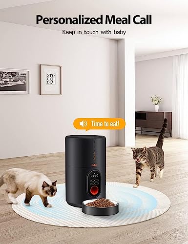 Automatic Cat Feeders - 4L Pet Dry Food Dispenser for Cats and Small Medium Dogs 6 Meals with Desiccant Bag Dual Power Supply 10S Voice Recorder