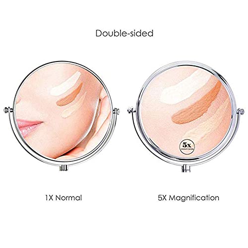 Miroir de maquillage mural extensible 20 cm, glace de salle de bain pivotante bronze 5x - 4