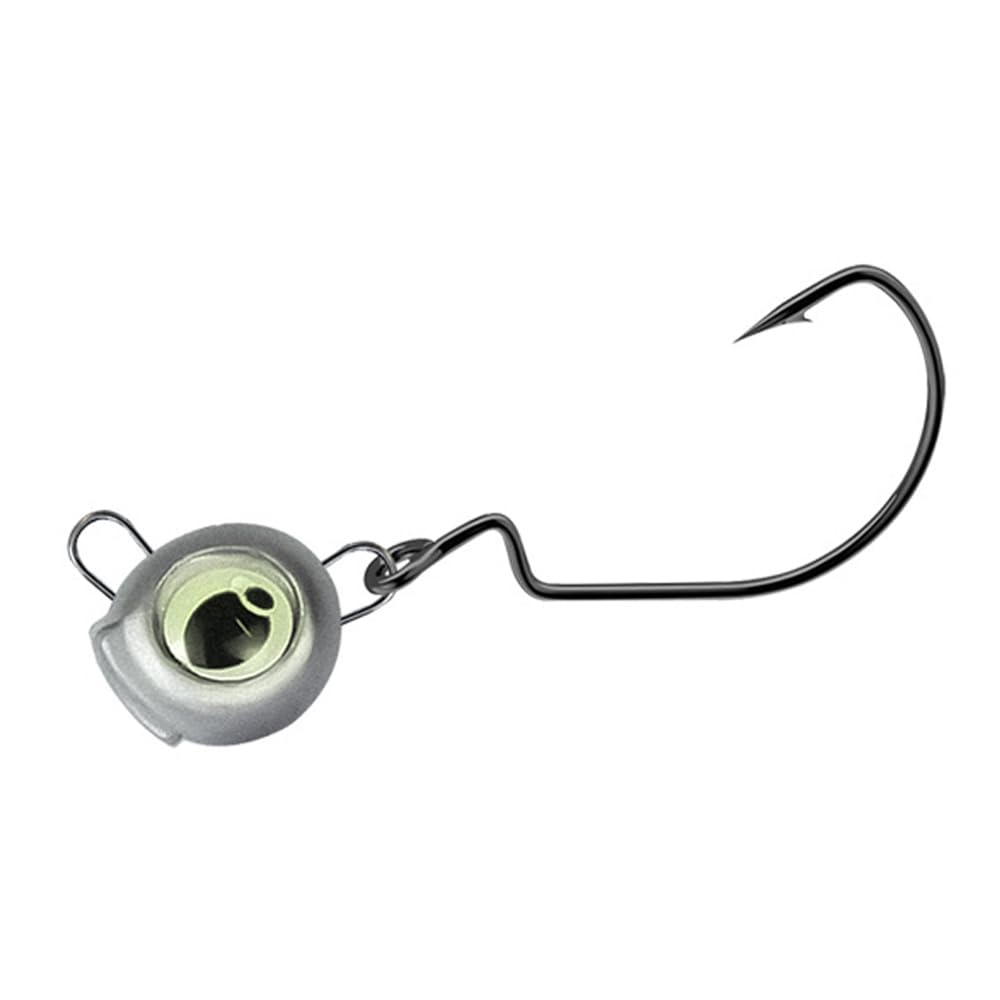 10Pcs Luminous Jig Heads, Glow 3D Eye Bait Hooks, Snagless Corrosion Resistant Weighted Offset Head for Heavy Cover Rock Bottom, Sea Bass Cod Pollock