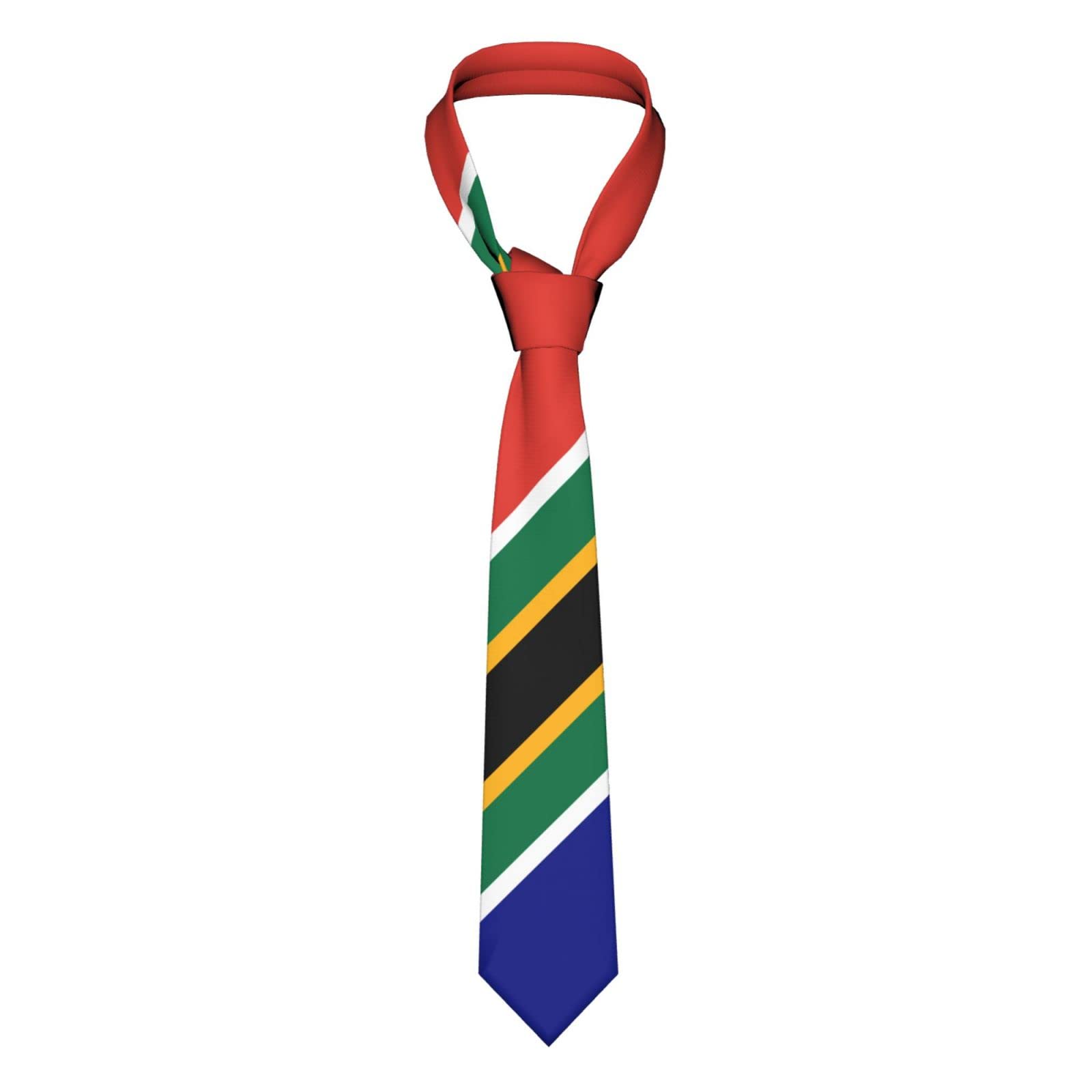 Wanwen Unisex White South Africa African Flag Men Necktie Funny Neck Ties Mens Party Business Neckties Soft Skil Tie