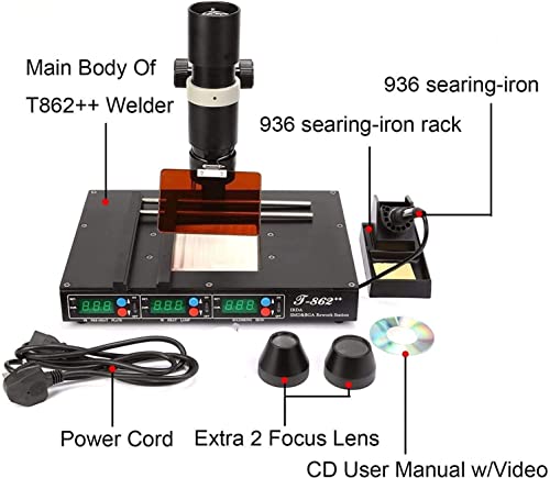 Station de soudage infrarouge T862++ kit de soudage SMD BGA 800W SMT - 3