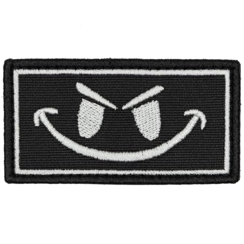 SHEVRONESS Smile Black Tactical Funny Morale Novelty Patch for Hats, Vests, Jeans, Backpacks, All Clothes, and Gear - Highly Durable and Incredibly Resistant to Fading and Tearing - 3.23 x 1.69 in