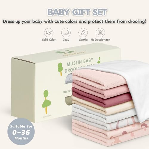 Image of Susurration Muslin Baby Drool Bibs 10Pack Soft Square Adjustable Bandana Bibs for Unisex Baby Girls & Boys