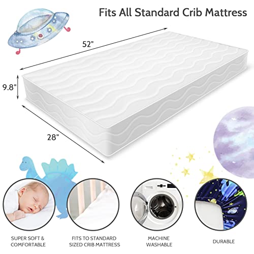 Gfu Baby Crib Sheet For Boy, Super Soft Fitted Crib Sheet For Standard Crib And Toddler Mattresses, 52×28 Inch (Dinosaur&Space) #TOP4