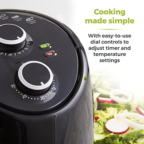 Tower T17087 Vortx Compact Air Fryer with Rapid Air Circulation, 30-Minute Timer, 2L, 1000W, Black