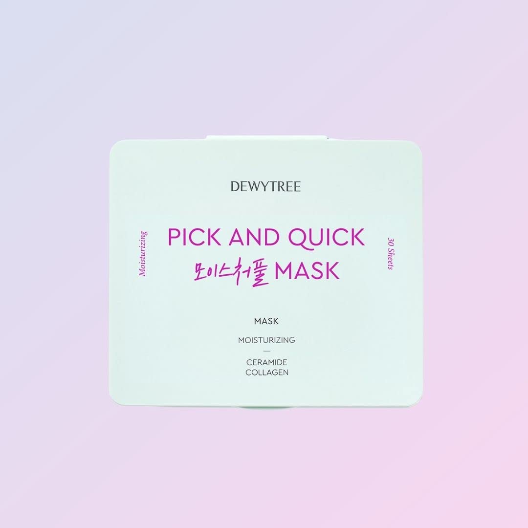 DEWYTREE Pick And Quick Moisture Full Sheet Mask | Korean Face Mask (30 Sheets) | Hydrating, Moisturizing, Softening, Skin Firming | Suitable for All Skin Types