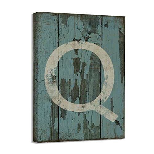 Tableau lettre Q bois bleu vintage, le cadeau idéal pour personnaliser une maison