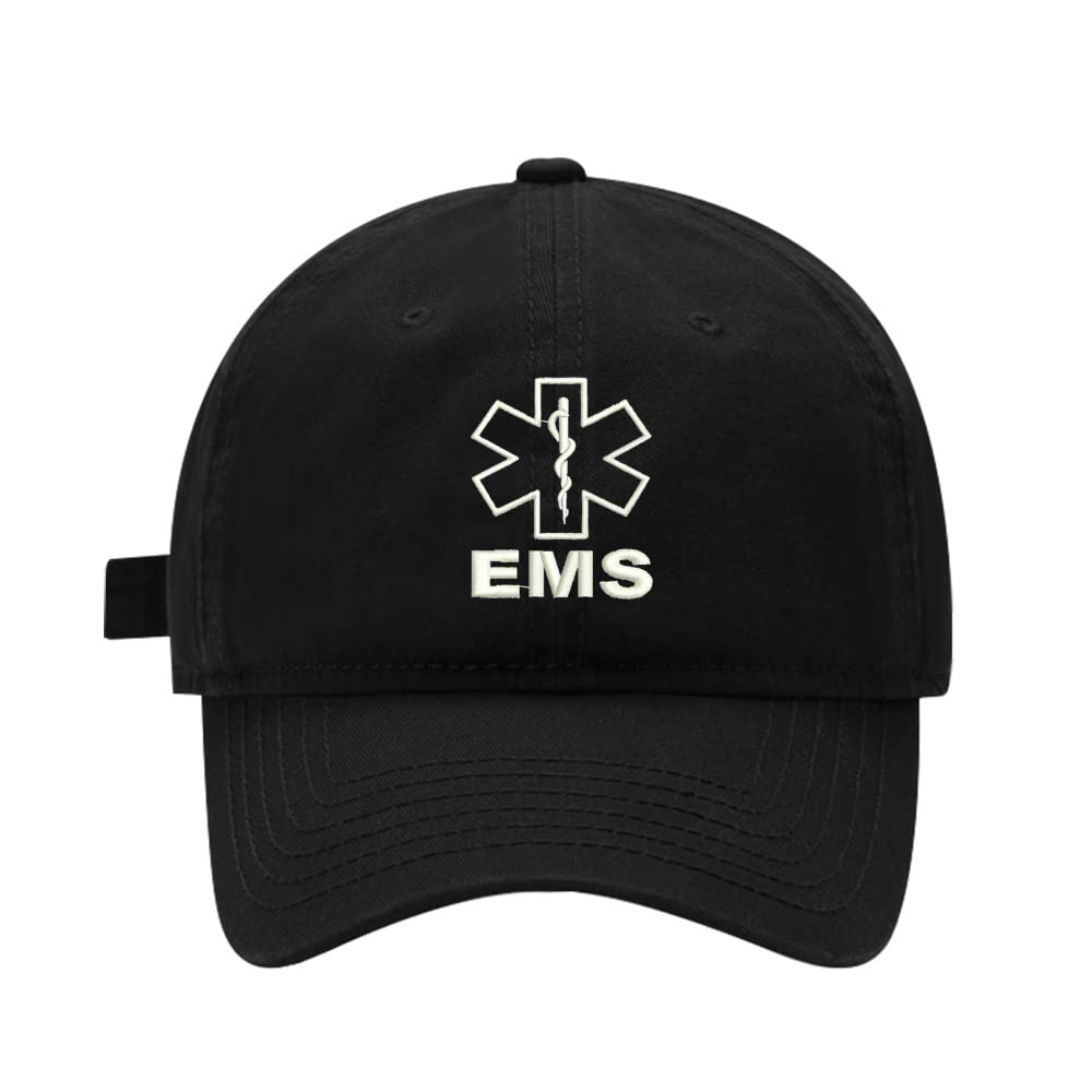 LexiuYibaiMens Baseball Caps EMS Embroidered Adjustable Washed Cotton Dad Hat