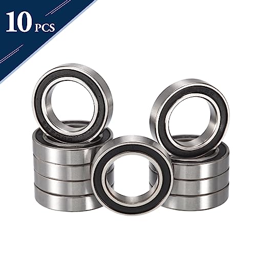 HiPicco 6802-2RS Deep Groove Ball Bearings, ID 15mm x OD 24mm x Width 5mm Double Rubber Sealed Ball Bearing Pre-Lubricated Chrome Steel Z2 Lever 10pcs