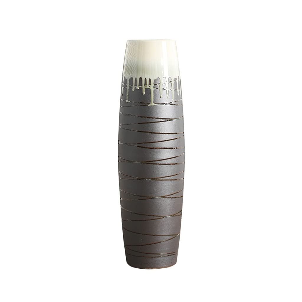 SnamicE Modern Minimalist Floor Vase Large Brown Ceramic Dried Flower Decoration Ornaments Home Living Room European Porcelain Vase,