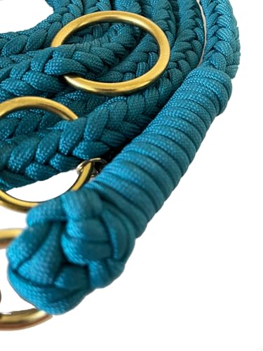 Leisegrün Paracord Hundeleine 2m | Handgefertigte Leine 3-Fach verstellbar | Handmade für kleine und mittelgroße Hunde (Seafoam, 2 m) | Farbe: Türkis