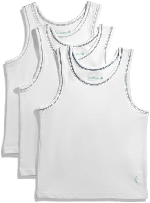 Feathers Boys White Tank Top 100% Cotton Tagless Undershirts 3-Pack