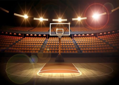 DULUDA 7x5 FT Basketball Backdrop for Photoshoot Studio Birthday Party Bridal Shower Prom Retirement; Brown Polyester Fabric; Includes No Brackets Pole Pockets or Clips