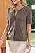 Arach&Cloz Womens Fashion Spring Lightweight Short Sleeve Sweater Cardigan 2026 Tops Button Down Crew Neck Bolero Shrug Casual Tops Trendy Date Valentine Coffee M