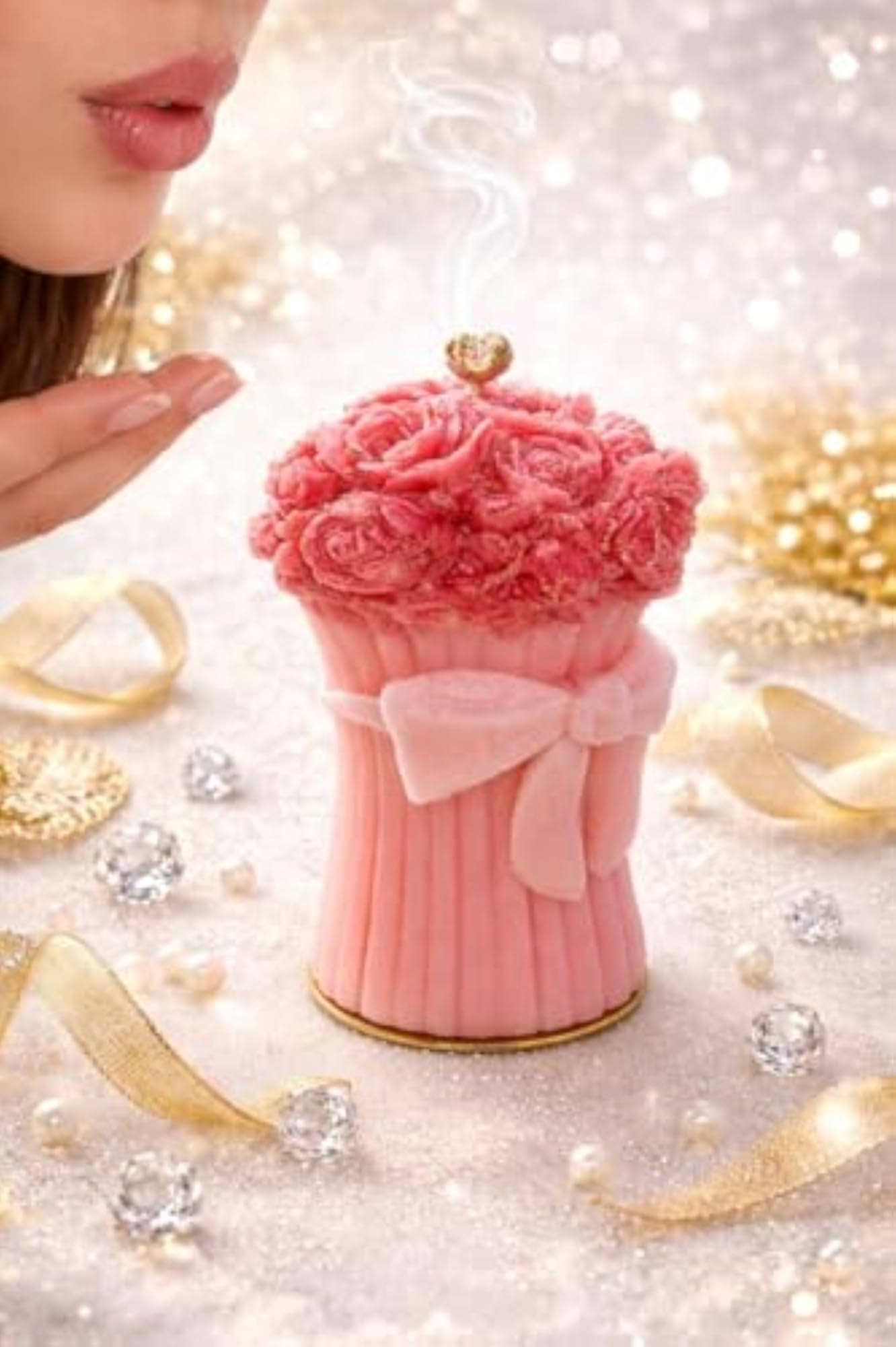 Decorative Rose Flower Scented Candle for Home Décor