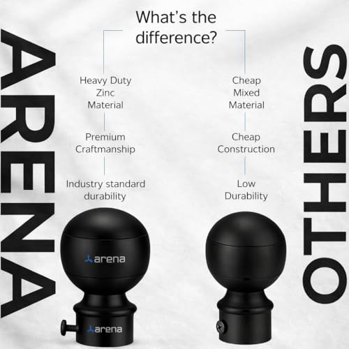 Image of Arena Stainless Steel Curtain Bracket Parda Holder with Support 1 Inch Rod Pocket Finials Designer Door and Window Rod Support Fittings, Matte Black Finish Curtain Rod Holder (Pair of 10)