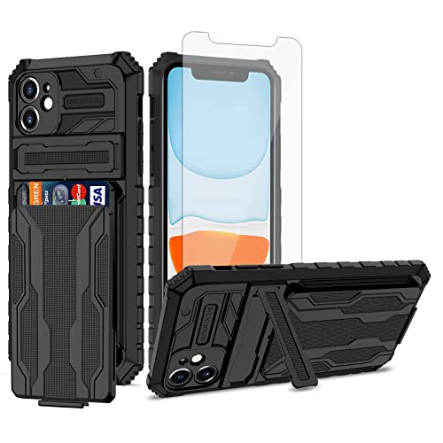 Coque iPhone 11 antichoc avec porte-carte et vitre de protection en verre trempé