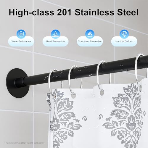 Tringle à rideau de douche en U 90-130 cm extensible noir sans perçage
