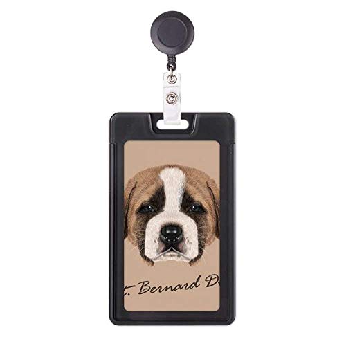 Porte-badge rétractable marron avec motif chien Saint-Bernard pour le bureau