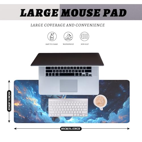 Tapis de souris antidérapant avec bords cousus durables motif espace