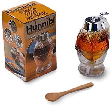 Hunnibi - No Drip Honey Dispenser, Acrylic Shatter Proof Syrup Pot Jar Container
