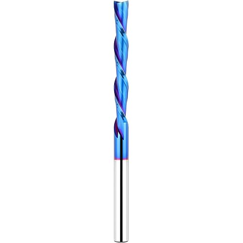 Spiral Router Bits with Downcut 4 inch Extra Long1/4 inch Cutting Diameter 2 inch Cutting Length, Solid Carbide CNC Router Bit Carving Tool
