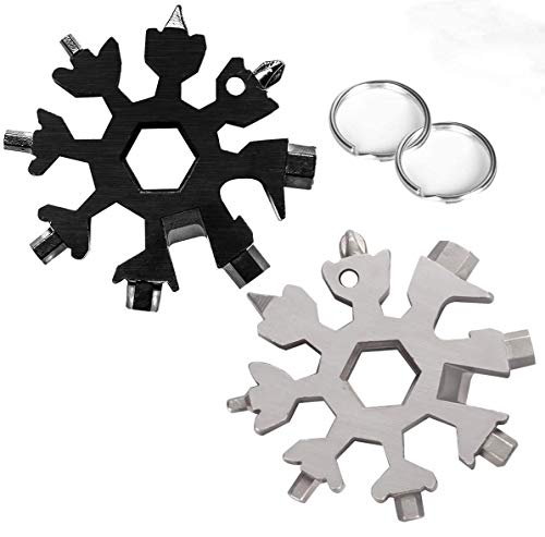 Preisvergleich Produktbild ProLeo 18-in-1 Edelstahl Schneeflocken Multi-tool, Schneeflocke Multitool Karte Schlüsselanhänger Flaschenöffner Ringschlüssel Sechskantschlüssel