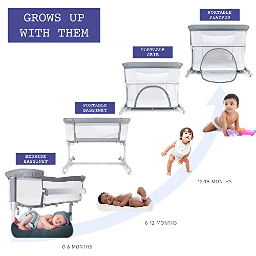 Optimisk 4In1 Bedside Bassinet Sleeper For Baby Girl Or Boy, Portable Bassinet, Baby Crib, Playpen, 4 Bassinet Mattress Sheets, All Mesh, And Usable Up To 12 Months #TOP3