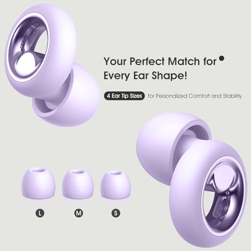 Image of Noise Cancelling Ear Plugs for Sleeping, Reusable Silicone Ear Plugs for Noise Reduction, Soft Hearing Protection with 8 Ear Tips for Concerts, Work, Shooting, and Travel (Lavender)