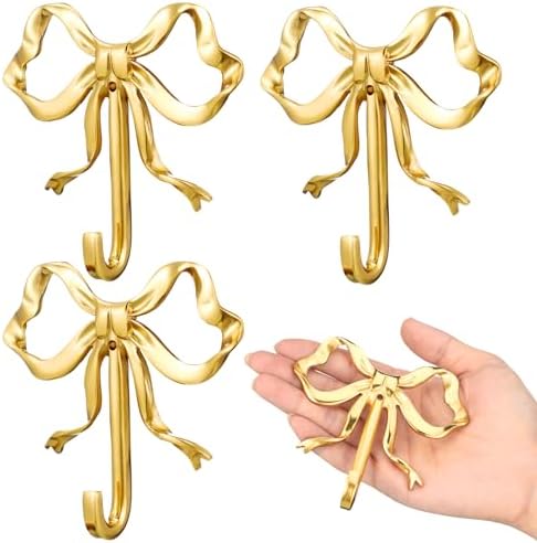 Amazon.com: Indian Shelf 3 Brass Gold Decorative Bow Wall Hooks Nursery Kids Tie Coat Rack Wall ...