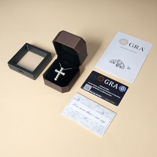 KRKC&CO Moissanite Cross Necklace for Women: 0.6-4.3ct D-Color VVS1, 14K Gold 925 Sterling Silver, Hypoallergenic Pave-Set Cross Pendant, Gift for Birthday Wedding, Luxurious Gifts Jewelry Box​3