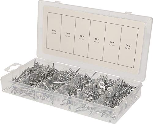 Assortiment de 400 Rivets Aveugles en Aluminium BT066950-100x2.4mm, 100x3.2mm, 100x4.0mm, 100x4.8mm - Rivets à Utiliser Avec Pince à Riveter - Automobile et Mécanique - BRILLIANT TOOLS