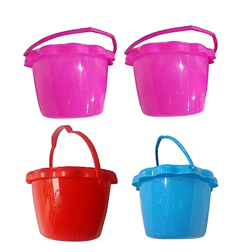 HONITANO 4 Secchielli Spiaggia per Plastica Resistenti e Colorati Giochi Sabbia per Allaperto Strumenti Sicuri e Manualità Colore Casuale