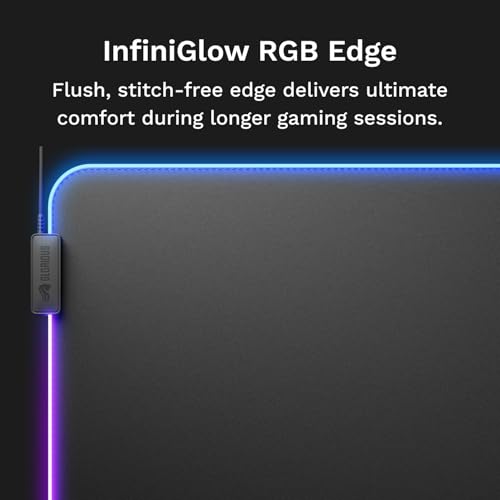 Image of GLORIOUS Gaming Mouse Pad GMP 2 GLED - XL - 2-Zone RGB Lighting, InfiniGlow RGB Stitchless Edge, Premium Cloth Surface, Grippy Rubber Base, Optimised for Gaming - 18 inch x 14 inch x 0.1 inch - Large Desk Mat