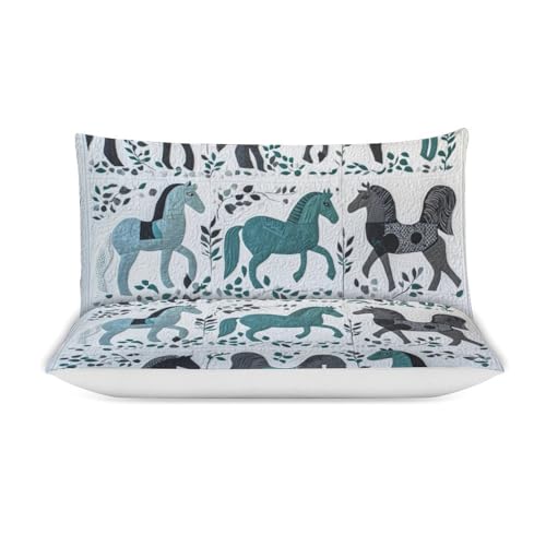 Parure de lit cheval patchwork housse couette microfibre douce enfant - 4
