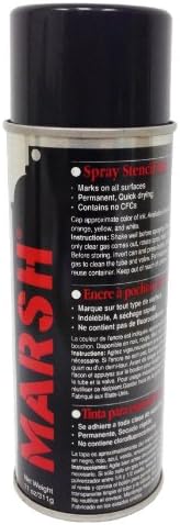 MARSH - 30395 Stencil Ink, 14 fl oz Spray Can, Black (Net weight 11 fl oz)