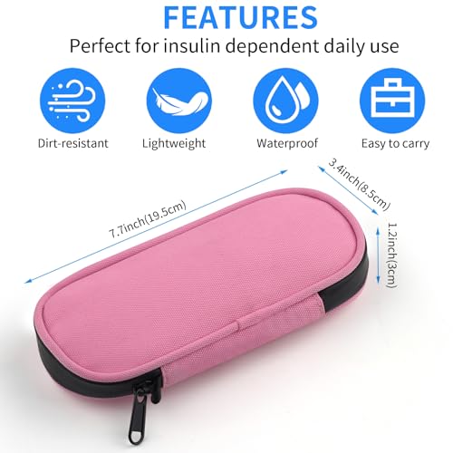 Image of Insulin Pen Cooler Travel Case with 2 Reusable TSA Approved Ice Packs, Diabetic Medication Insulated Cooler Bag for Insulin Pens and Other Diabetic Supplies Storage Pink
