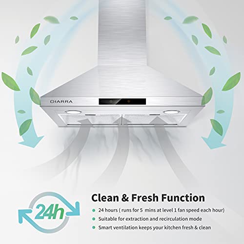Ciarra Range Hood 30 Inch 760M3/H Ductless Stove Hood Vent For Kitchen In Stainless Steel, Ducted And Ductless Convertible #TOP5