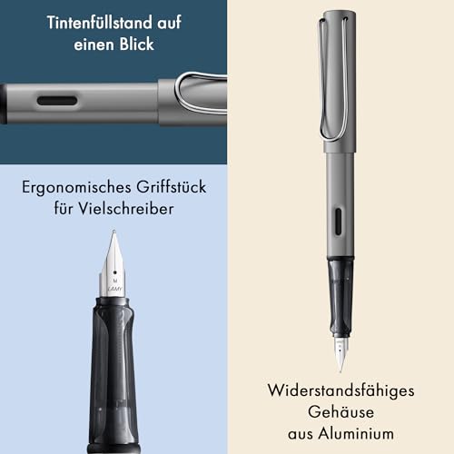Lamy AL-Star Graphite Fountain Pen Extra Fine Nib with T10 Blue cartridge and Z28 Convertor