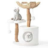 Modern Cat Tree, Wood Cat Tree Tower for Small Cats, Luxury Cat Condo with Scratching Posts and Flower Platforms, Cat Furniture by Easyego