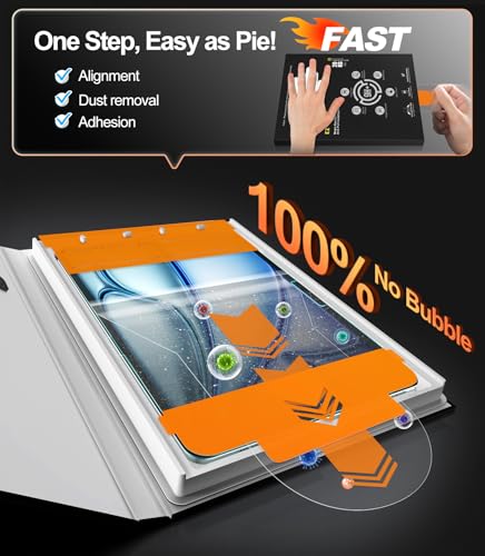 Image of EZ-GLAZ-2 Pack for iPad Air 11 Inch Screen Protector M4 /M3 /M2 (2026 /2025 /2024), Military-Grade Shatterproof, 9H+ Tempered Glass with Installation Box, Anti-Scratch, Apple Pencil Compatible, HD Clarity, Bubble Free