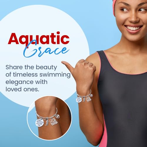 Infinity Collection Swimmer Gifts, Swimming Bracelet- Swim Charm Bangle Bracelet- She Believed She Could Jewelry - Gift For Swimmers, Swim Team (She Did)2