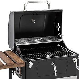 Royal gourmet cd1824m 24 inch charcoal grill bbq smoker with handle and folding table perfect for outdoor patio garden and backyard grilling black medium  urban country home decor