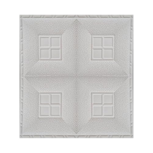 Image of KASHIVAL Self-Adhesive Waterproof PE Foam 3D Wall Panels Wallpaper Sticker for Bathroom, Living Room, Hotel and Home Decoration (70 x 70cm, Appx. 5.3Sq Feet) (JD White Window)