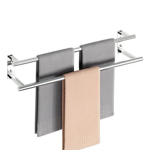 Mooche Towel Rail,Bathroom Towel Rail Wall Mounted, Double Towel Rack for Bathroom,SUS304 Stainless Steel 600MM Towel Holder, Double Towel Bars for Hotel Kitchen Bathroom Room Toilet, Chrome