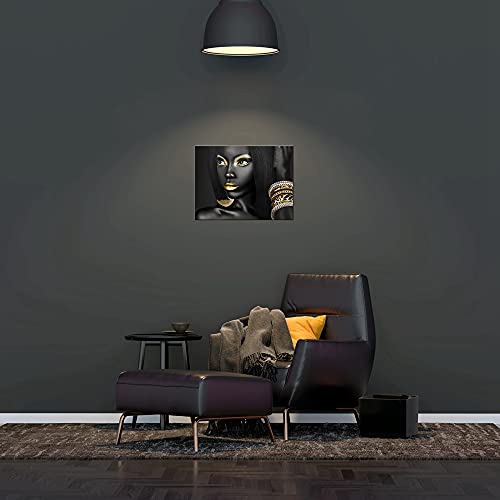 Taomi Black Woman Portrait Artwork Egyptian Queen Gallery Poster Print Living Room Wall Art African Girl Black And Gold Picture Home Office Decor Bedroom Wall Decor Frame 12X16Inch #TOP5