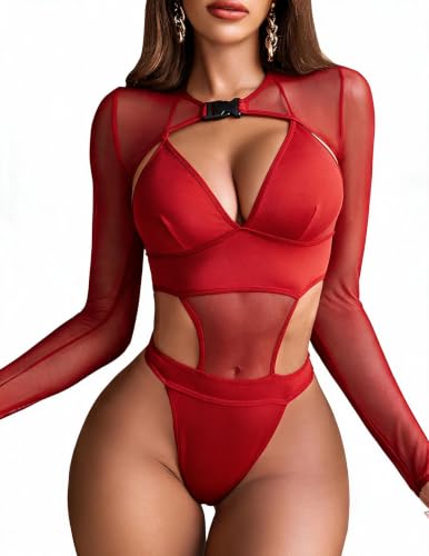 Image of Avidlove Rave Outfits for Women Festival Sexy Lingerie Bodysuit 2 Piece | Buckle shrug crop top halter bodysuit set, snap closure, breathable mesh, for concerts and club nights